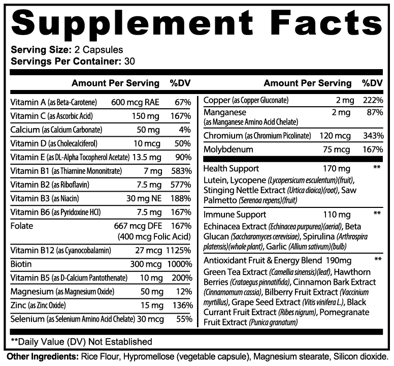 Complete Daily Multivitamin – Immune, Energy & Antioxidant Support